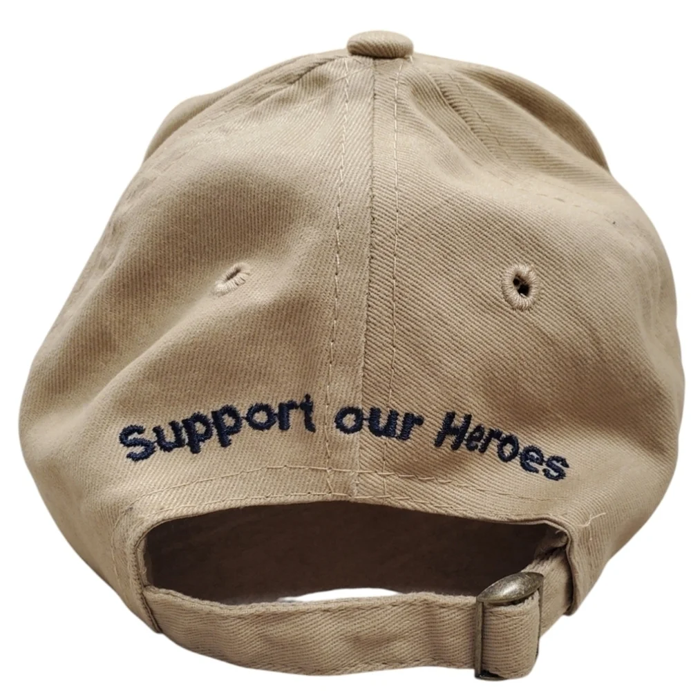 USO Support Our Heroes Slideback Hat Tan OS Adjustable Embroidered Cotton